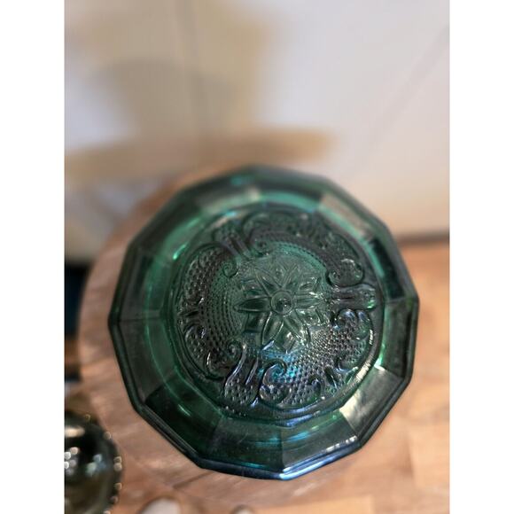 Vintage Indiana Glass Sandwich Spruce Green Canister 7.5" This Is A Rare Piece - Picture 4 of 10